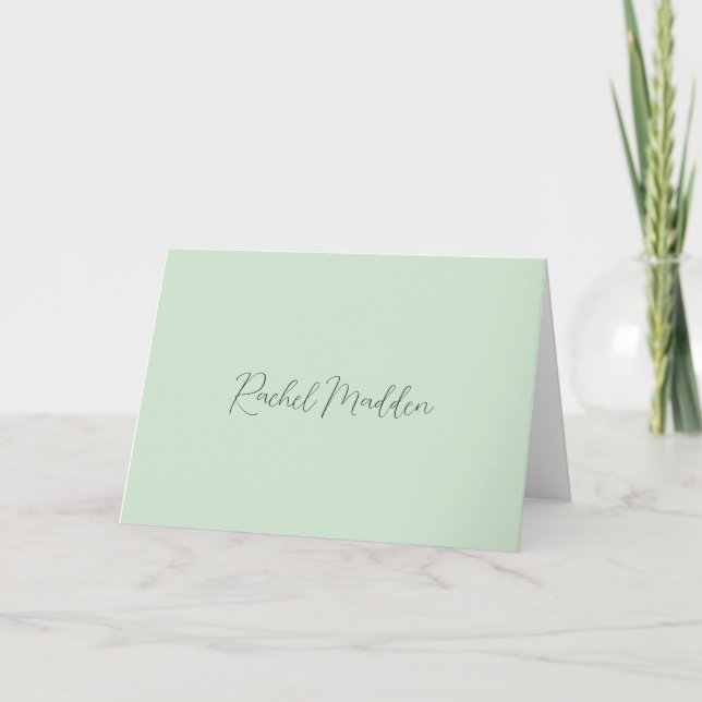 Mint Green Feminine Minimalistisch Script Individu Dankeskarte (Vorderseite)