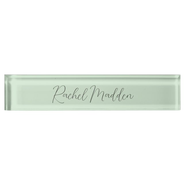 Mint Green Feminine Minimalistisch Script Individu Namensplakette (Vorderseite)