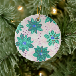 Mint Green Festival Blumendruck Ornament