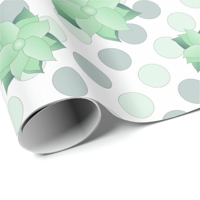 Mint Green Floral Geschenkpapier (Rolleneckpunkt)