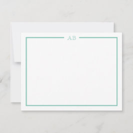 Mint Green Floral Monogram Note Cards Mitteilungskarte