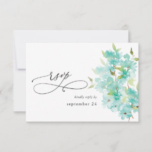 Mint Green Floral on White w Meal UAWG RSVP Karte