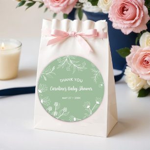 Mint Green Floral Vintag Baby Dusche Runder Aufkleber