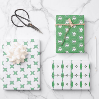 Mint green geometric motif wrapping paper sheets geschenkpapier set