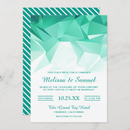 Mint Green Geometric Origami Hochzeitseinladung Einladung