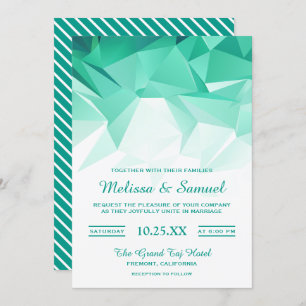 Mint Green Geometric Origami Hochzeitseinladung Einladung