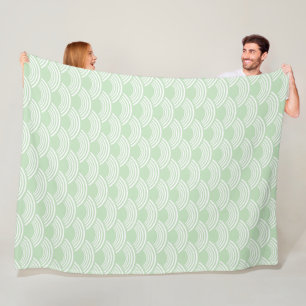Mint Green Geometric Wave Muster Seigaiha Fleecedecke