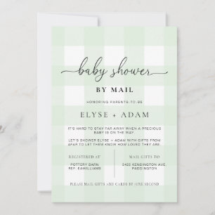 Mint Green Gingham Baby Shower by Mail Einladung