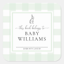 Mint Green Gingham Bunny Buchzeichen Sticker