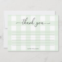 Mint Green Gingham Danke-Card