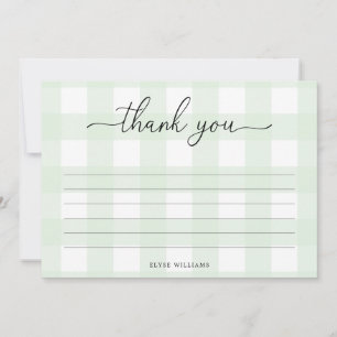 Mint Green Gingham Danke-Card Karte