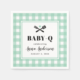 Mint Green Gingham Kariert Baby Q Serviette