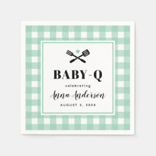 Mint Green Gingham Kariert Baby Q Serviette