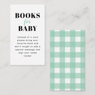 Mint Green Gingham Kariert Baby Shower Buchanfrage Begleitkarte