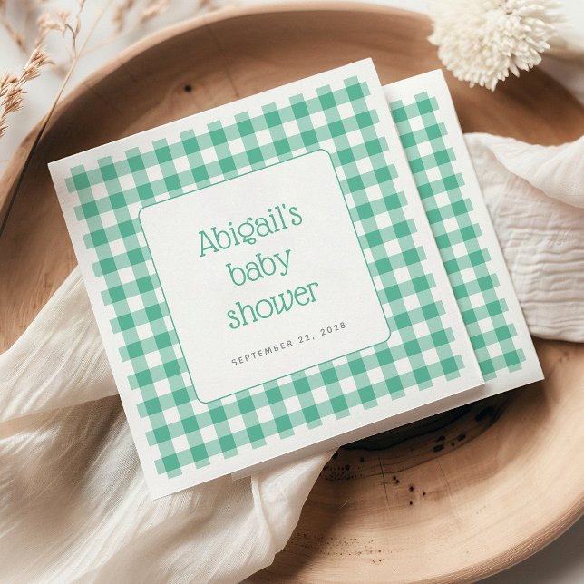 Mint Green Gingham Karo Rustic Baby Dusche Serviette (Von Creator hochgeladen)