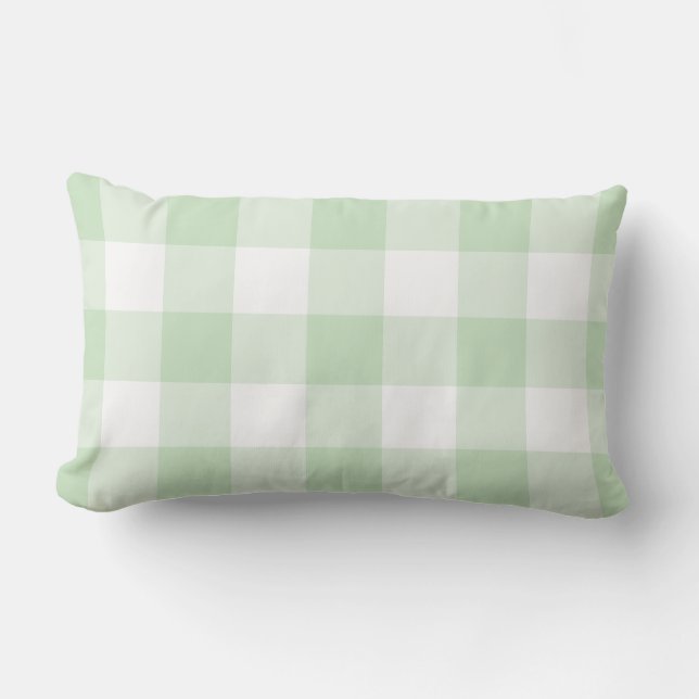 Mint Green Gingham Muster geprüft Kissen Für Draußen (Vorderseite)