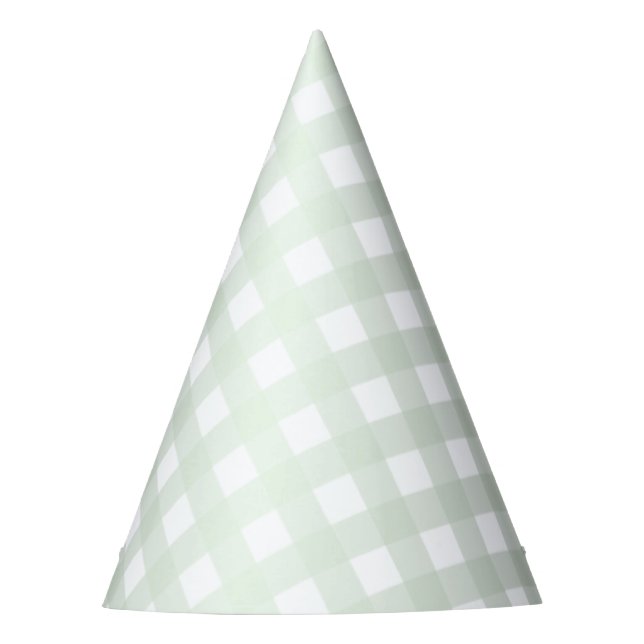 Mint Green Gingham Party Hat Partyhütchen (Vorderseite)