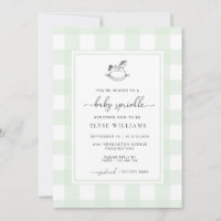 Mint Green Gingham Rocking Horse Baby Sprinkle