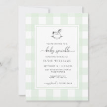Mint Green Gingham Rocking Horse Baby Sprinkle