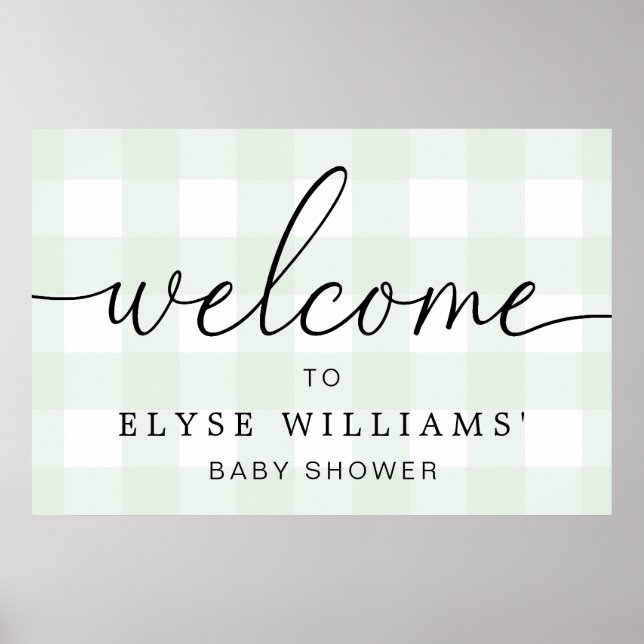 Mint Green Gingham Welcome Sign Poster (Vorne)