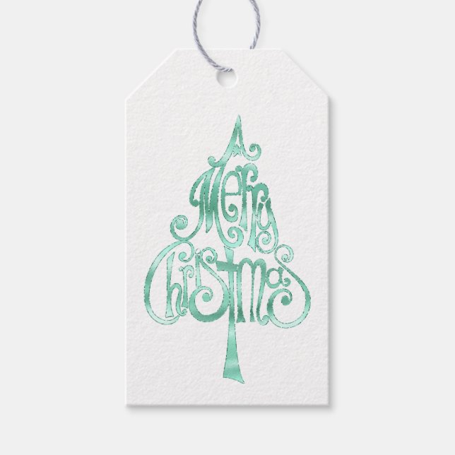 Mint Green Glam Weihnachten Geschenkanhänger (Vorderseite)