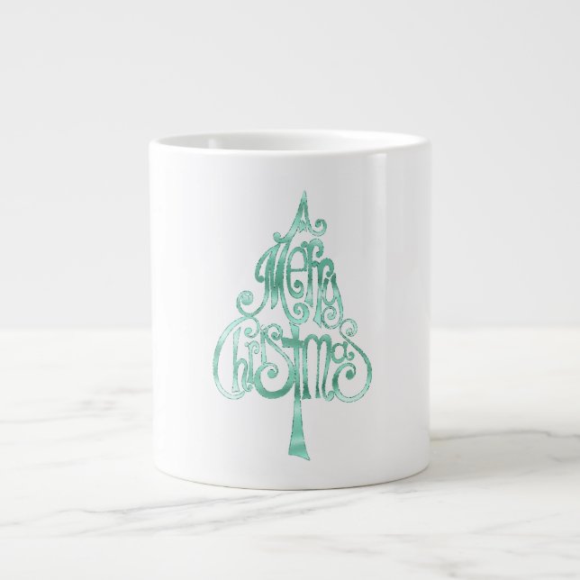 Mint Green Glam Weihnachten Jumbo-Tasse (Vorderseite)