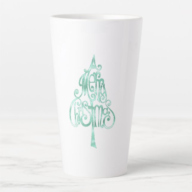 Mint Green Glam Weihnachten Milchtasse (Vorderseite)