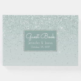 Mint Green Glittery Wedding Guest Book Gästebuch