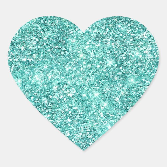 Mint Green Glitz Glitzer Herz-Aufkleber (Vorderseite)