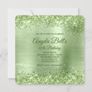 Mint Green Glitzer Brushed Foil 60. Geburtstag Einladung