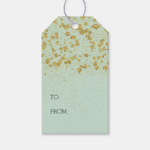 Mint Green Glitzer Gold Confetti Christmas Sparkle Geschenkanhänger