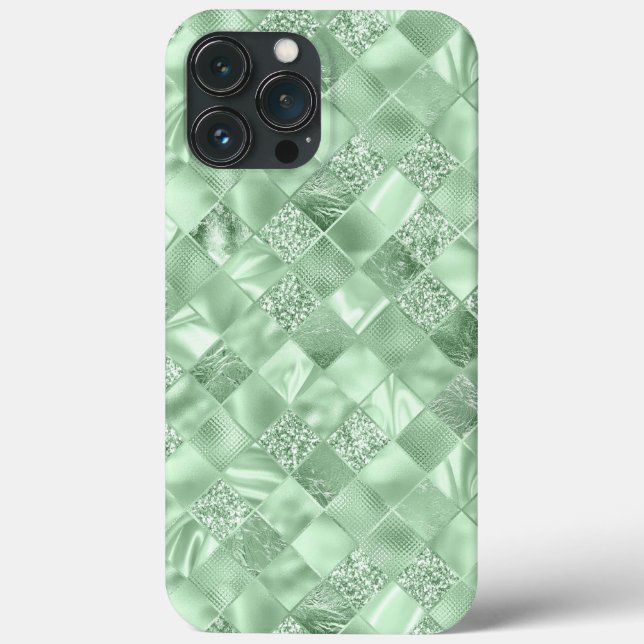 Mint Green Glitzer Metallic Chic Elegant Case-Mate iPhone Hülle (Rückseite)