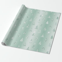 Mint Green Glitzer Sparkle Weihnachtsbaumen Geschenkpapier