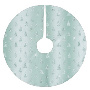 Mint Green Glitzer Sparkle Weihnachtsbaumen   Polyester Weihnachtsbaumdecke
