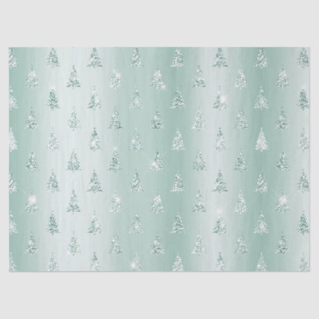 Mint Green Glitzer Sparkle Weihnachtsbaumen  Seidenpapier (Vorderseite)