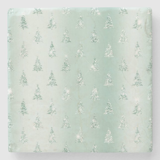 Mint Green Glitzer Sparkle Weihnachtsbaumen     Steinuntersetzer (Vorderseite)