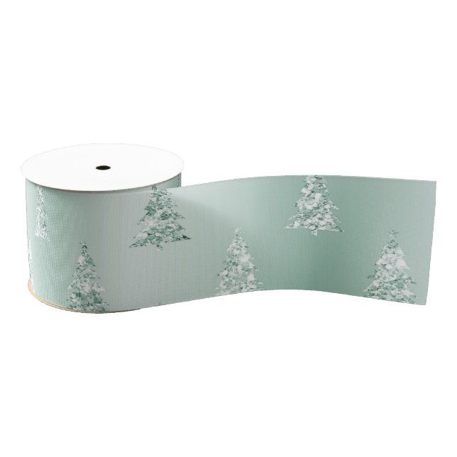 Mint Green Glitzer Weihnachtsbaumen Ripsband (Spule)