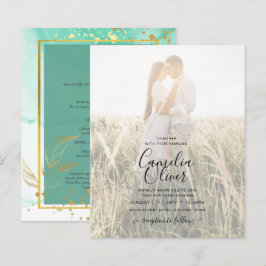 Mint Green Gold Alkohol Tinte Abstrakt Hochzeit