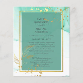 Mint Green Gold Alkohol Tinte Abstrakt Hochzeit Flyer