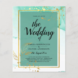 Mint Green Gold Alkohol Tinte Abstrakt Hochzeit Flyer