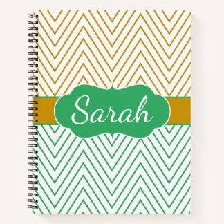 Mint Green Gold Chevron Personalized Pattern Notizbuch