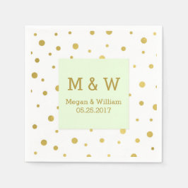 Mint Green Gold Confetti Wedding Monogram Serviette