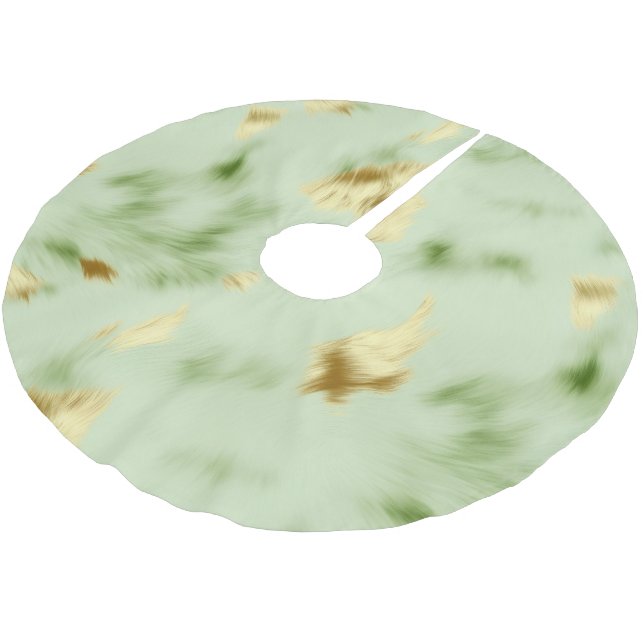 Mint Green Gold Cowhide Polyester Weihnachtsbaumdecke (Schrägansicht)