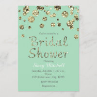 Mint Green Gold Glitzer Bridal Dusche Einladung
