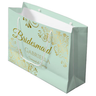 Mint Green & Gold Lace Elegante Bridesmaid Große Geschenktüte