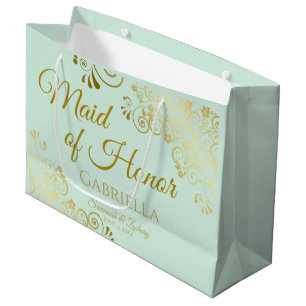 Mint Green & Gold Lace Trauzeugin Chic Wedding Große Geschenktüte