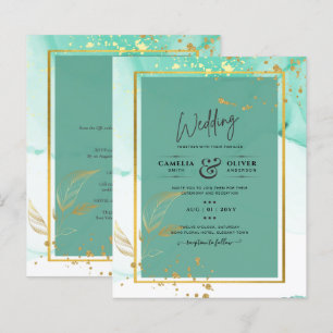 Mint Green Gold WEDD Alkohol Tinte Abstrakt