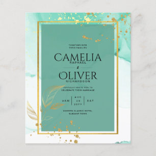 Mint Green Gold WEDD Alkohol Tinte Abstrakt Flyer