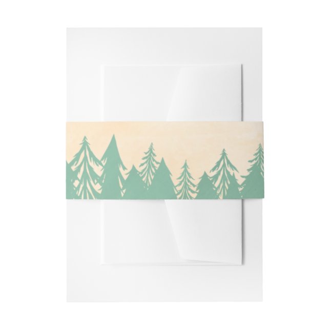 Mint Green Gold Woodland Trees Einladungsbanderole (Vorderseite Beispiel)