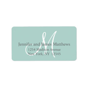 Mint Green, Gray Monogram für Hochzeiten Adressaufkleber